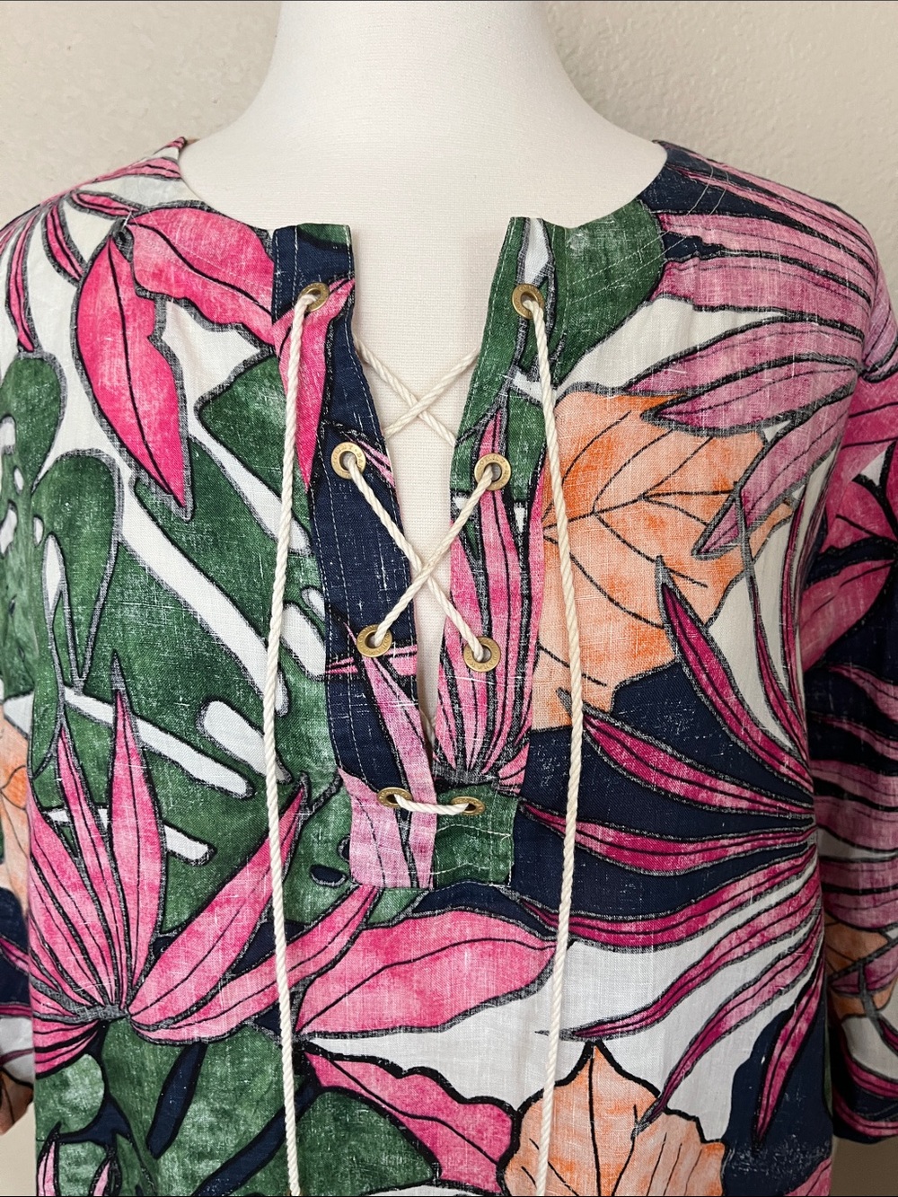 Tommy Bahama Tropical 100% linen dress SZ L - Picture 2 of 10